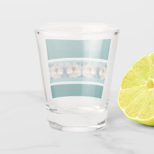 Turquoise en bloemig shot glas (Achterkant)