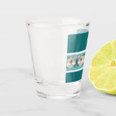 Turquoise en bloemig shot glas (Links)