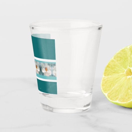 Turquoise en bloemig shot glas (Rechts)