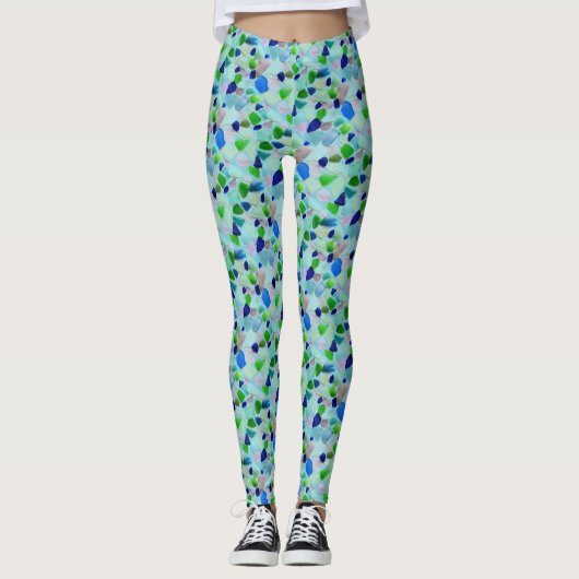 Turquoise en Blue Beach Zee Leggings (Voorkant)