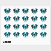 Turquoise en Blue Butterfly Hart Sticker (Vel)