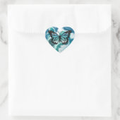 Turquoise en Blue Butterfly Hart Sticker (Tas)