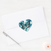 Turquoise en Blue Butterfly Hart Sticker (Envelop)