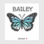 Turquoise en Blue Butterfly Personalized Sticker (Vel)