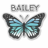 Turquoise en Blue Butterfly Personalized Sticker (Voorkant)