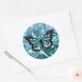 Turquoise en Blue Butterfly Ronde Sticker (Envelop)