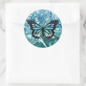 Turquoise en Blue Butterfly Ronde Sticker (Tas)