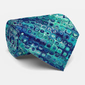Turquoise en Blue Geometric Pattern Stropdas (Opgerold)