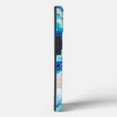 Turquoise en Blue Marble Monogram Name Beachy Case-Mate iPhone Case (Achterkant / Rechts)