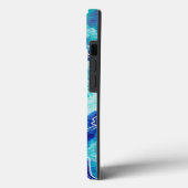 Turquoise en Blue Marble Monogram Name Beachy Case-Mate iPhone Case (Achterkant / Links)