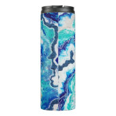 Turquoise en Blue Marble Monogram Name Beachy Thermosbeker (Achterkant)