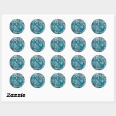Turquoise en Blue Nautical Glitter Anchor on Wood Ronde Sticker (Vel)
