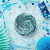 Turquoise en Blue Ocean Wave Swirls Papieren Kommen (Feest)