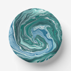 Turquoise en Blue Ocean Wave Swirls Papieren Kommen