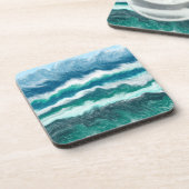 Turquoise en Blue Ocean Waves Bier Onderzetter (Linkerzijde)