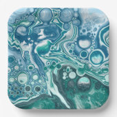 Turquoise en Blue Ocean Waves en Bubbles Papieren Bordje (Voorkant)