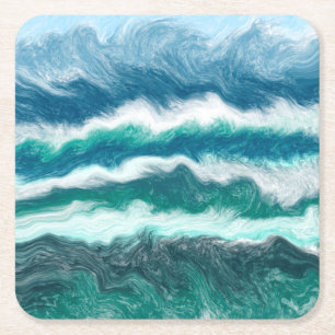 Turquoise en Blue Ocean Waves Kartonnen Onderzetters