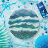 Turquoise en Blue Ocean Waves Papieren Bordje (Feest)
