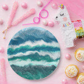 Turquoise en Blue Ocean Waves Papieren Bordje (Feest)