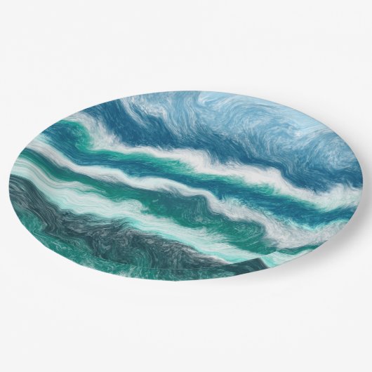 Turquoise en Blue Ocean Waves Papieren Bordje (Gekanteld)
