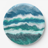 Turquoise en Blue Ocean Waves Papieren Bordje (Voorkant)
