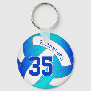 turquoise en blue personalized girly volleyball sleutelhanger