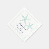 Turquoise en Blue Starfish Custom Cocktail Servet (Hoek)