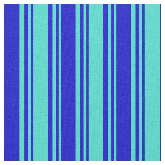 Turquoise en Blue Striped Pattern Stof (Close Up)