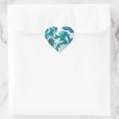 Turquoise en Blue Swirls Abstract Hart Sticker (Tas)