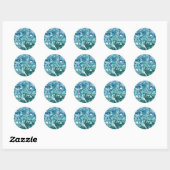 Turquoise en Blue Swirls en Bubbles Ronde Sticker (Vel)