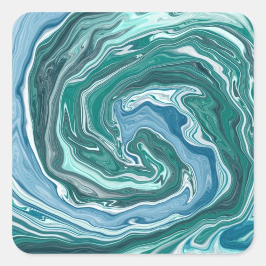 Turquoise en Blue Swirls Vierkante Sticker (Voorkant)