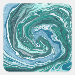 Turquoise en Blue Swirls Vierkante Sticker