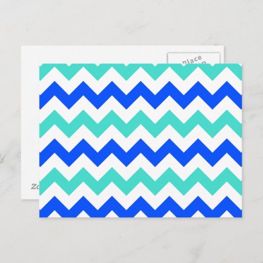 Turquoise en Blue Zigzag Briefkaart (Voorkant / Achterkant)