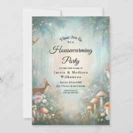Turquoise en Bosroze Betoverd Bos Housewarming Kaart