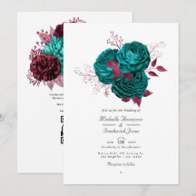 Turquoise en Bourgondië Bloemencode QR Huwelijk