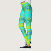 Turquoise en Bright Limoen gepatterd Leggings (Links)
