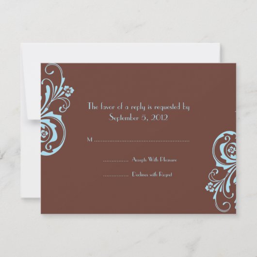 Turquoise en Brown Chic Wedding RSVP Kaartje (Voorkant)