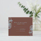 Turquoise en Brown Chic Wedding RSVP Kaartje (Staand voorkant)