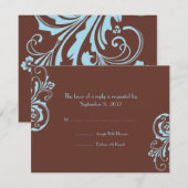 Turquoise en Brown Chic Wedding RSVP Kaartje (Voorkant / Achterkant)