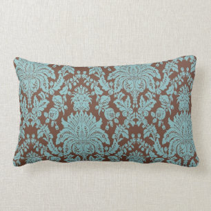 Turquoise en Brown Damask Kussen
