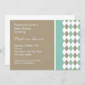 Turquoise en Brown Diamond Invitation Kaart (Voorkant / Achterkant)