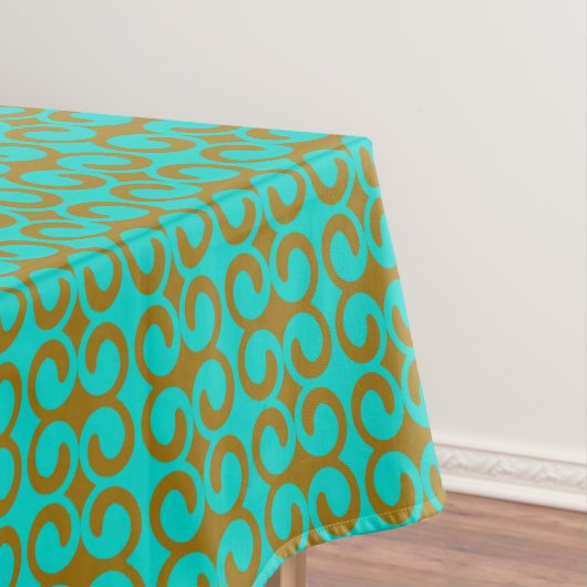 Turquoise en Brown Elegant Pattern Tafelkleed (Voorbeeld)