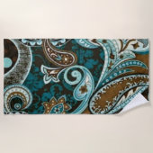 Turquoise en Brown  Paisley New Strandlaken (Voorkant)