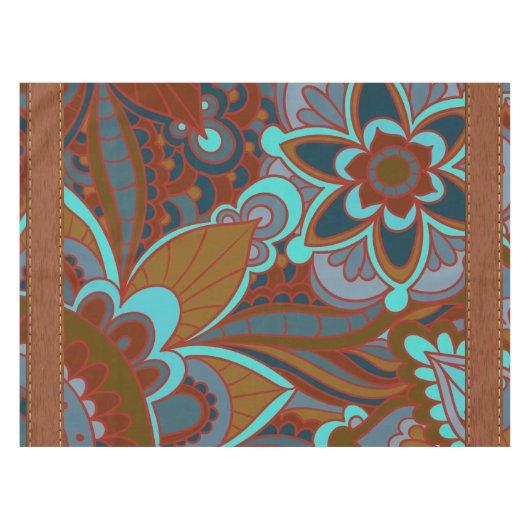 Turquoise en Brown, Retro Tafelkleed (Voorkant (Horizontaal))