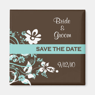 Turquoise en Brown Save the Date Magnets Magneet