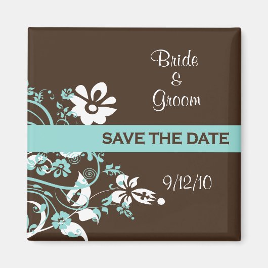Turquoise en Brown Save the Date Magnets Magneet (Voorkant)