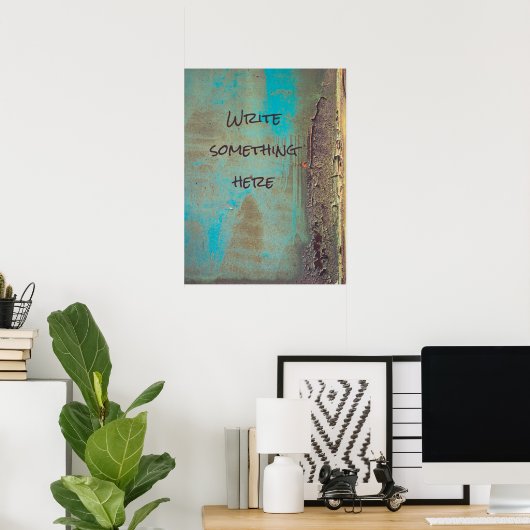 Turquoise en bruin abstract poster (Thuiskantoor)