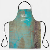 Turquoise en bruin abstract schort (Voorkant)
