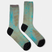 Turquoise en bruin abstract sokken (Rechts)