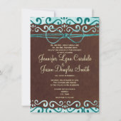 Turquoise en bruin landhuwelijk kaart (Voorkant)